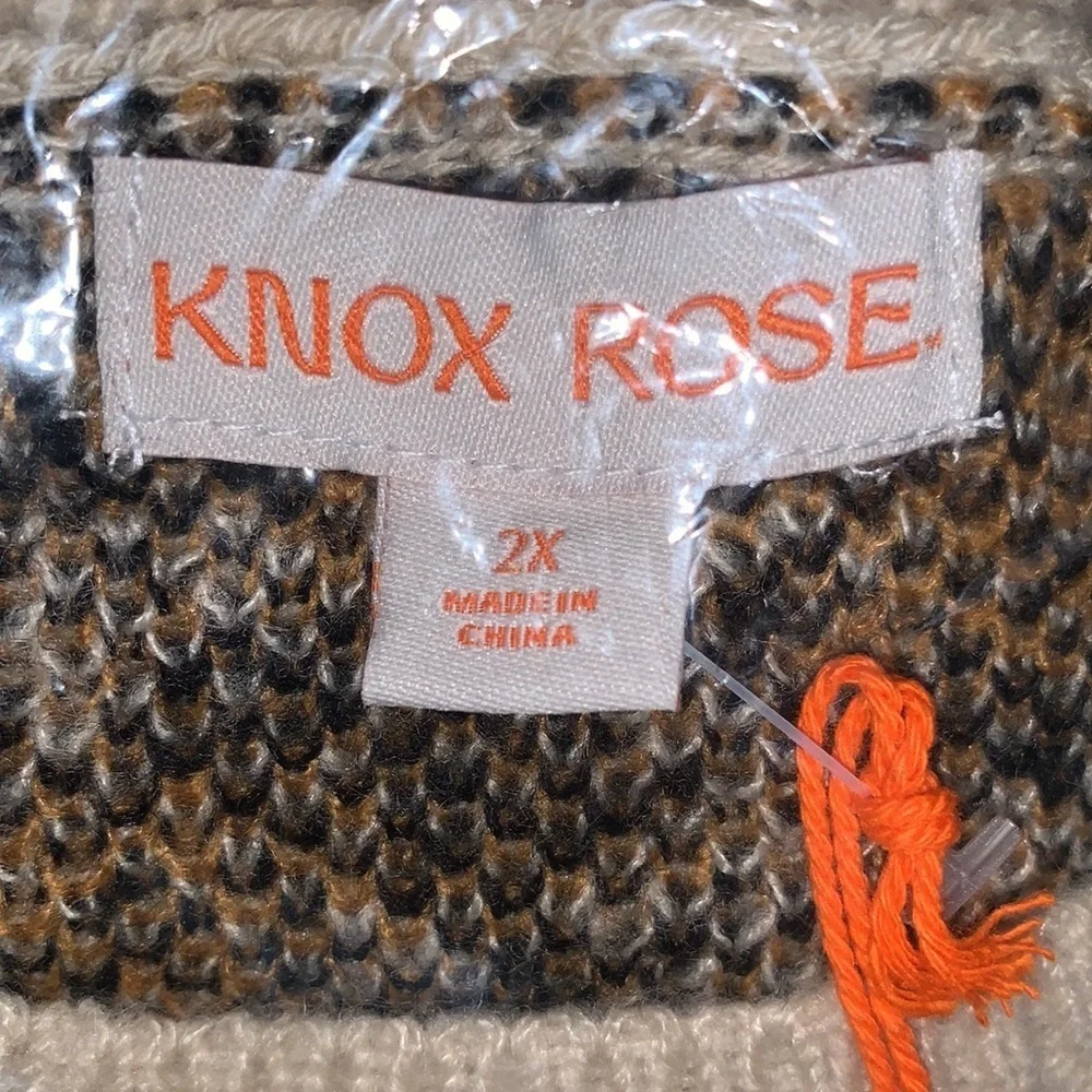 (2X)- Knox Rose Women's Plus Size Crewneck Sweater - Leopard Print_5